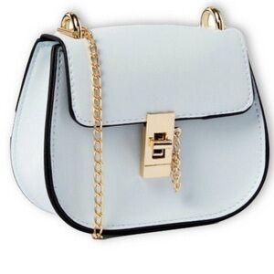 Chloe K New York Girls White Crossbody Chain Bag with Gold Lock.